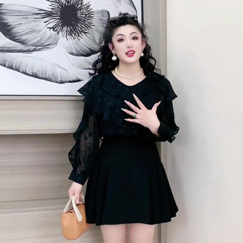 2855秋装高级感v领上衣女新款时尚法式长袖外穿上衣大码女装气质