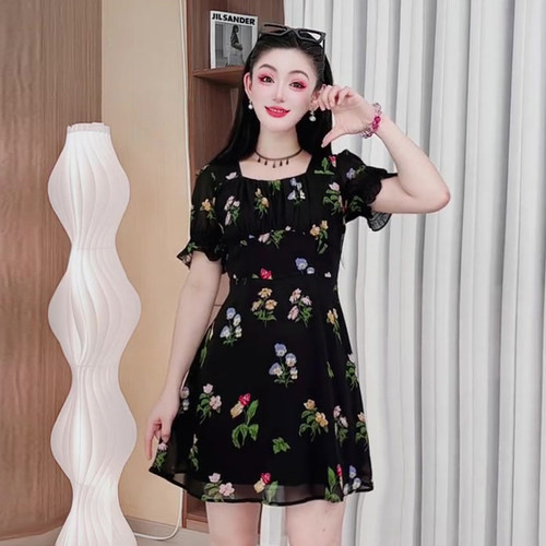 3305高级感气质夏天碎花连衣裙大码女装裙子显瘦收腰超漂亮百搭