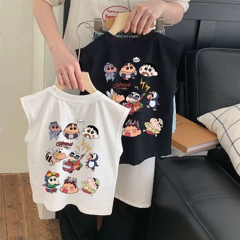 纯棉儿童夏季背心卡通圆领