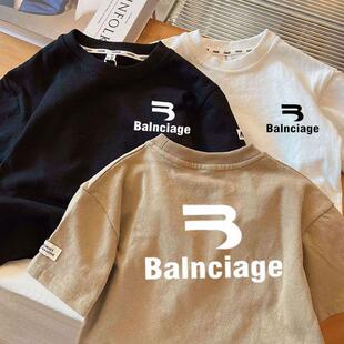 纯棉男童短袖T恤夏季薄款潮酷帅气洋气圆领韩版宽松中小儿童上衣t