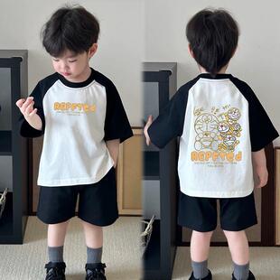 儿童夏季宝宝短袖卡通风韩版吸汗帅气休闲上衣圆领男洋气男童T恤
