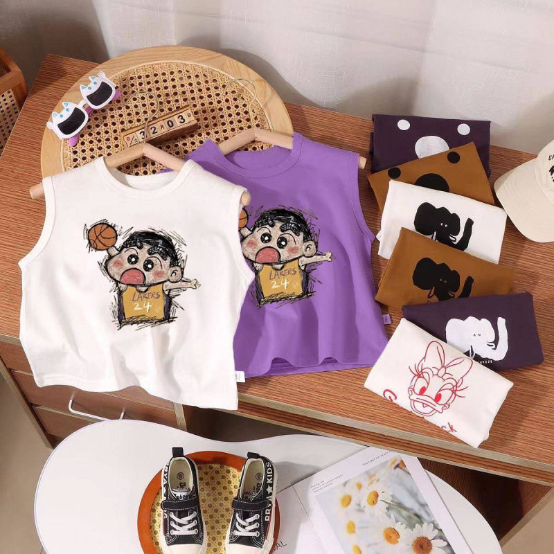 夏装纯棉儿童背心男女童圆领
