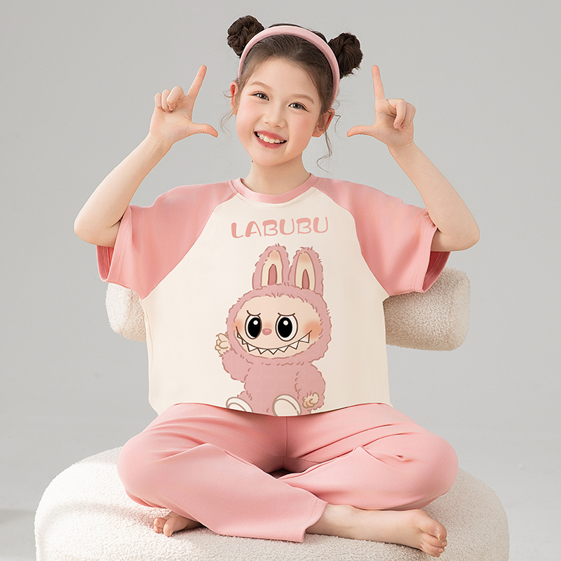卡通LABUBU拉布布女童纯棉短袖长