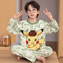 皮卡丘儿童睡衣男童冬季加绒加厚珊瑚绒薄款男孩青少年初中生套装