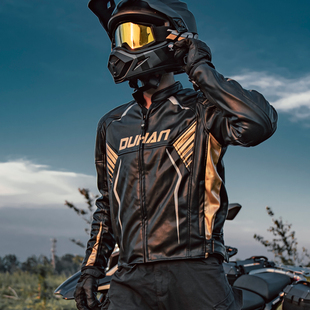 杜汉秋冬季摩托车骑行服男皮衣防风保暖防摔电动机车防护赛车服女