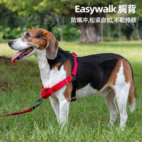 Easywalk大型犬防爆冲狗狗背带式训练宠物胸背带尼龙防挣脱牵引绳
