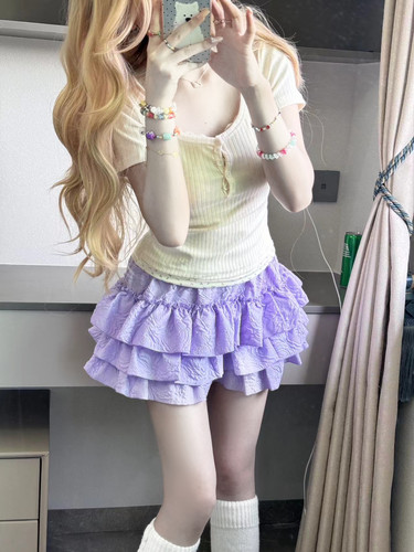 RichGirl少女芭蕾风小个子软妹百搭蛋糕裙立体压皱蓬蓬裙南瓜短裙