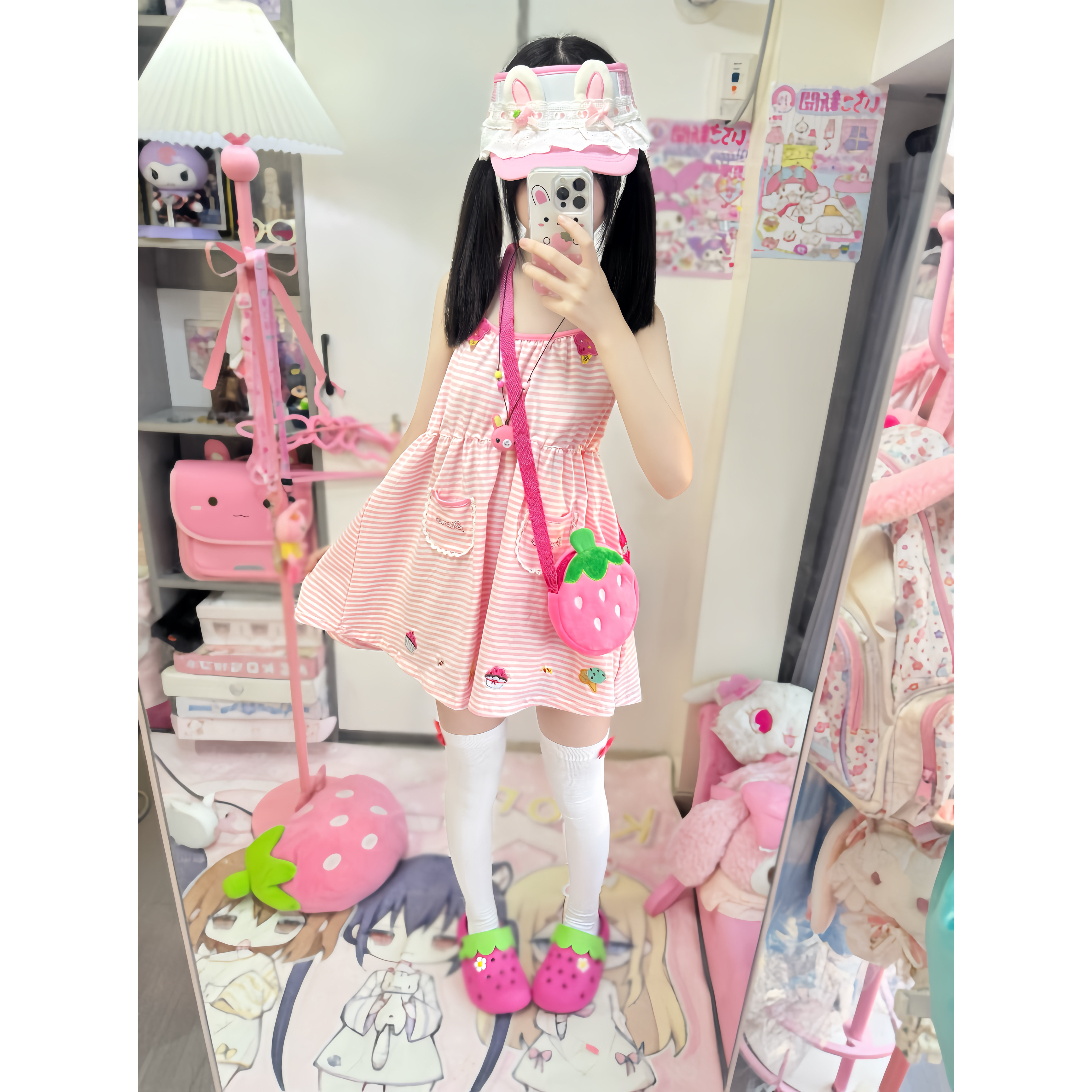 thumbnail for RichGirl original homemade cute striped ice cream puffy skirt skirt sundress dress