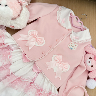 日系甜美软妹可爱娃娃领蕾丝衬衣 RichGirl少女日系蛋糕蝴蝶结开衫