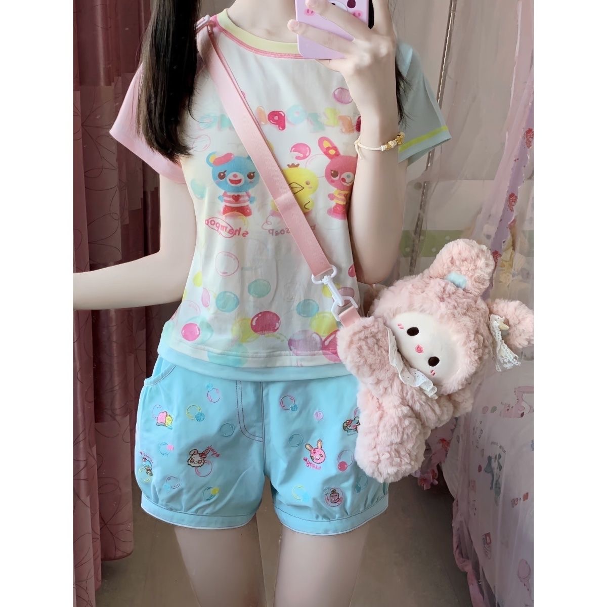 小个子复刻mp多巴胺嫩粉色南瓜裤女儿服可爱萝莉少女短裤休闲裤
