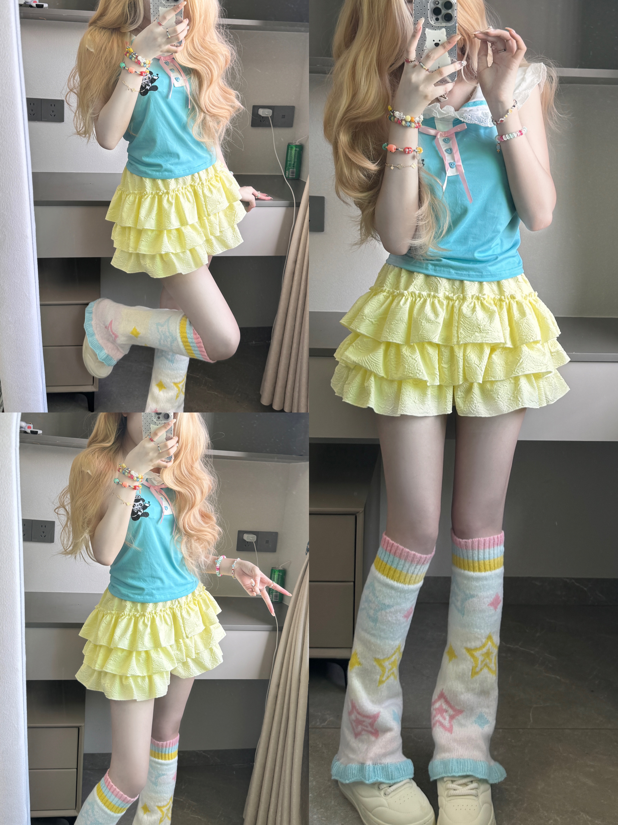 RichGirl少女褶皱立体奶黄南瓜裙裤软妹蓬蓬蛋糕甜美亚文化百搭女