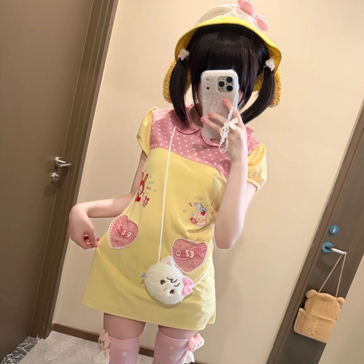RichGirl少女甜美日系可爱软妹甜美古着连衣裙女夏季小个子修身