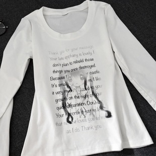 印花美式 百搭打底衫 辣妹长袖 显瘦新款 上衣 修身 RichGirl复古二次元