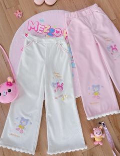 宽松垂感软糯高腰直筒裤 RichGirl少女可爱卡通印花休闲裤 mp秋冬季