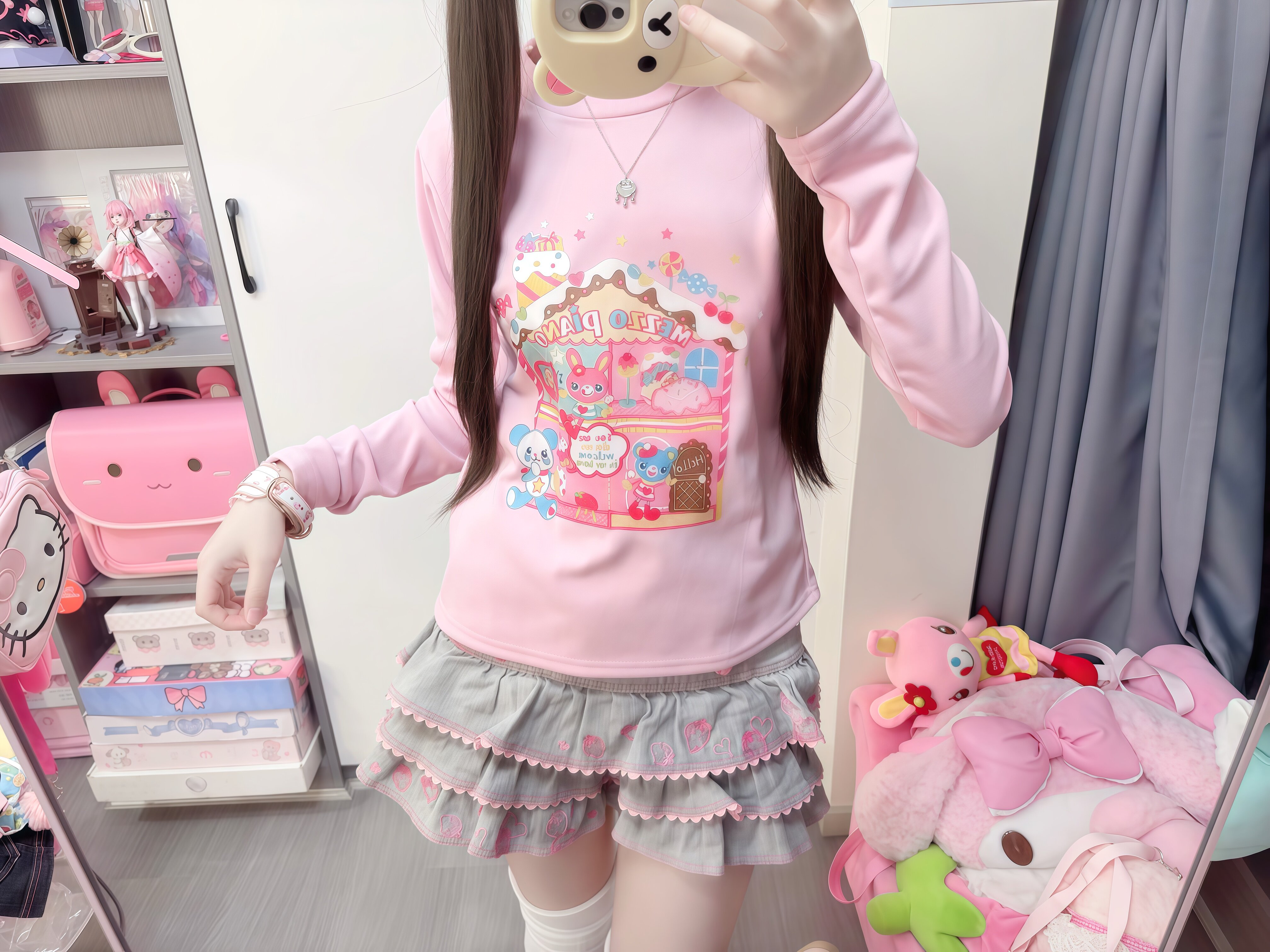 RichGirl日系秋冬软妹可爱清新粉色mp印花显瘦长袖T恤可爱卡通,女装/女士精品,T恤,淘宝优惠券,粉丝福利购,淘宝优惠卷