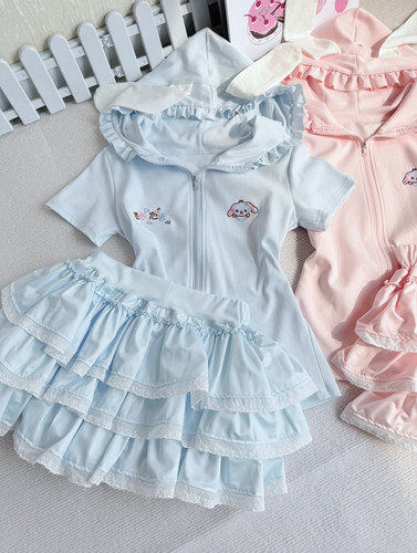 RichGirl少女自制软妹可爱兔耳朵短袖甜妹蛋糕裙蓬蓬短裙裙子套装