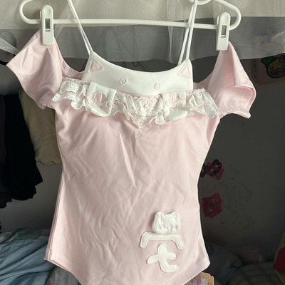 RichGirl日系软妹二次元可爱软萌吊带背心挂脖小猫学生甜美女儿服