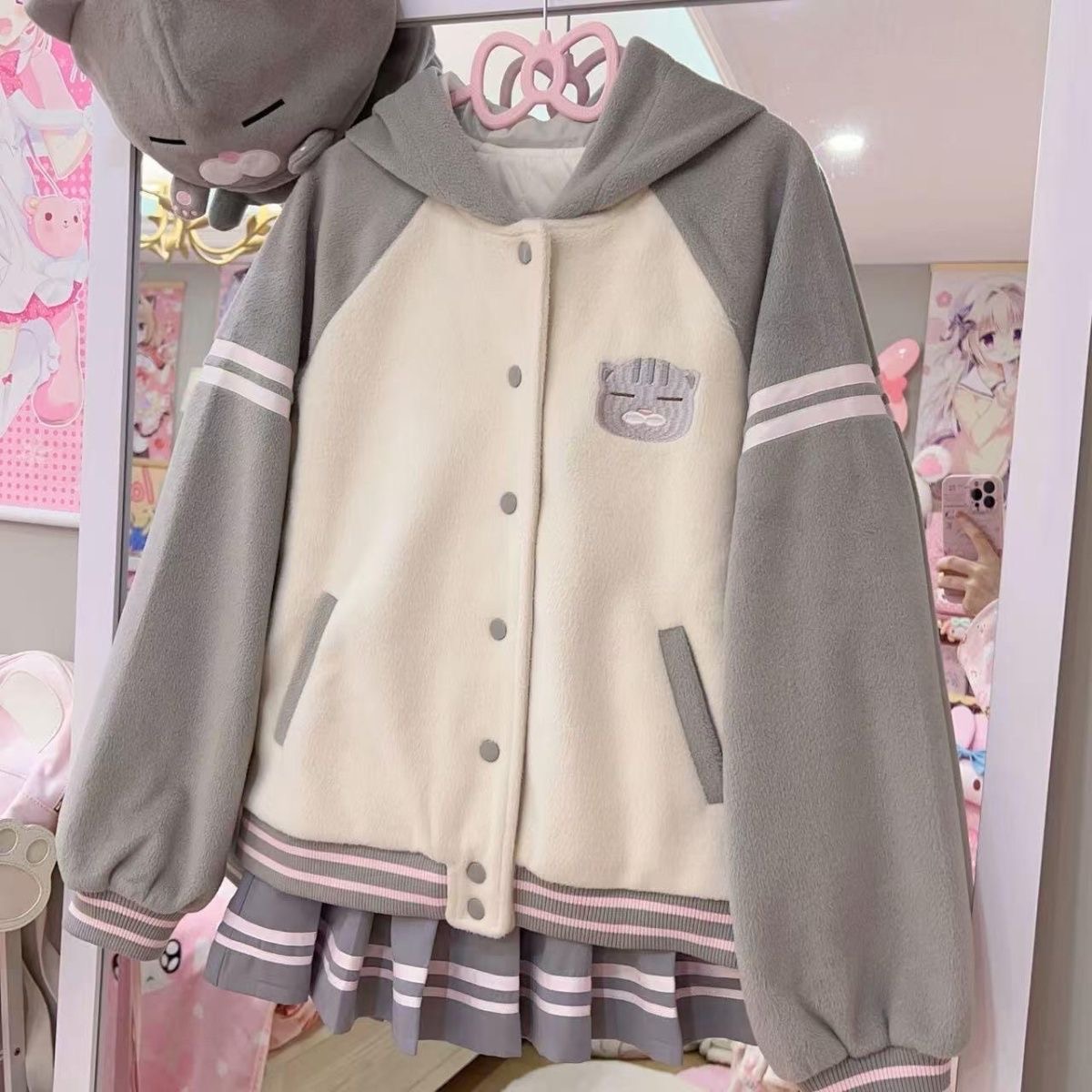 RichGirl少女日系可爱卡通印花连帽卫衣春秋新款上衣百搭学院外套