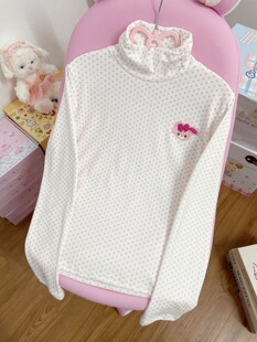 RichGirl波点高领打底衫女秋冬甜美可爱修身内搭长袖T恤亲肤显瘦