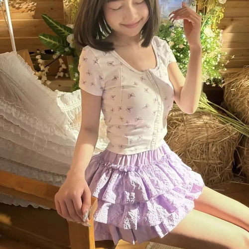 RichGirl少女芭蕾蓬蓬裙小个子少女南瓜粉色木耳立体蛋糕半身短裙