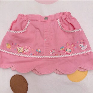 RichGirl自制日系刺绣兔子半身裙甜美可爱百搭软妹百搭牛仔短裙