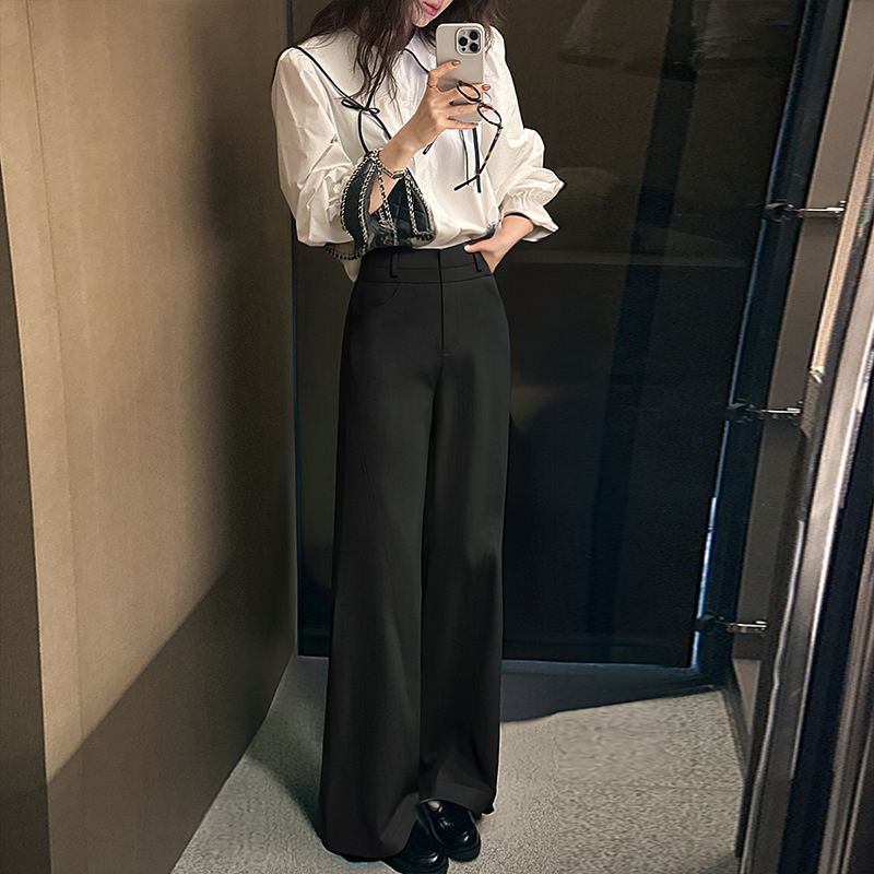 超好看微喇西装裤女2025春夏新款高腰修身休闲裤小个子显瘦喇叭裤