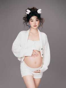 影楼新款孕妇针织毛衣唯美小清新开衫文胸短裤居家摄影写真服装