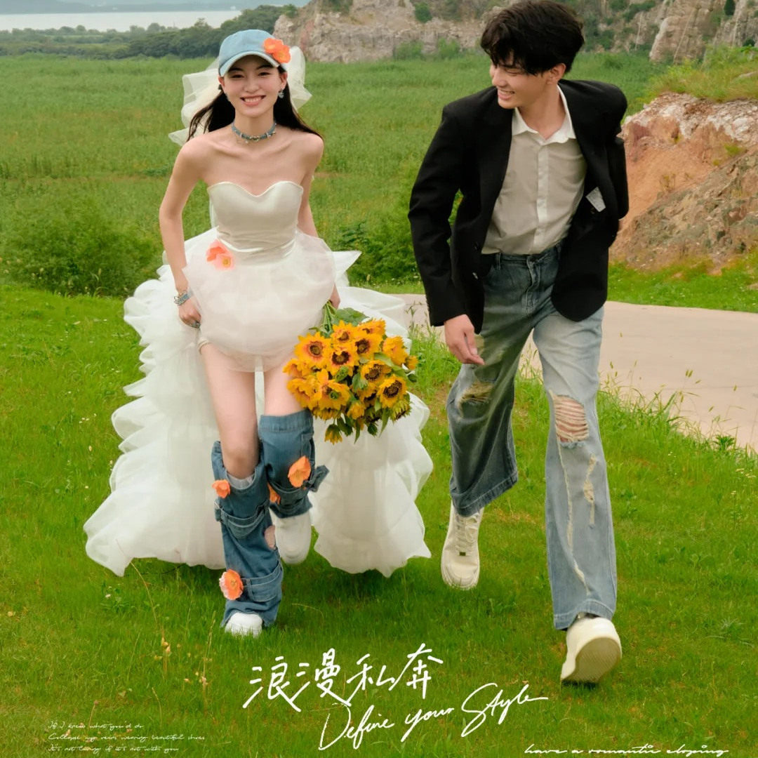 影楼新款写真服装韩系小清新牛仔抹胸连衣裙高级旅拍主题服装