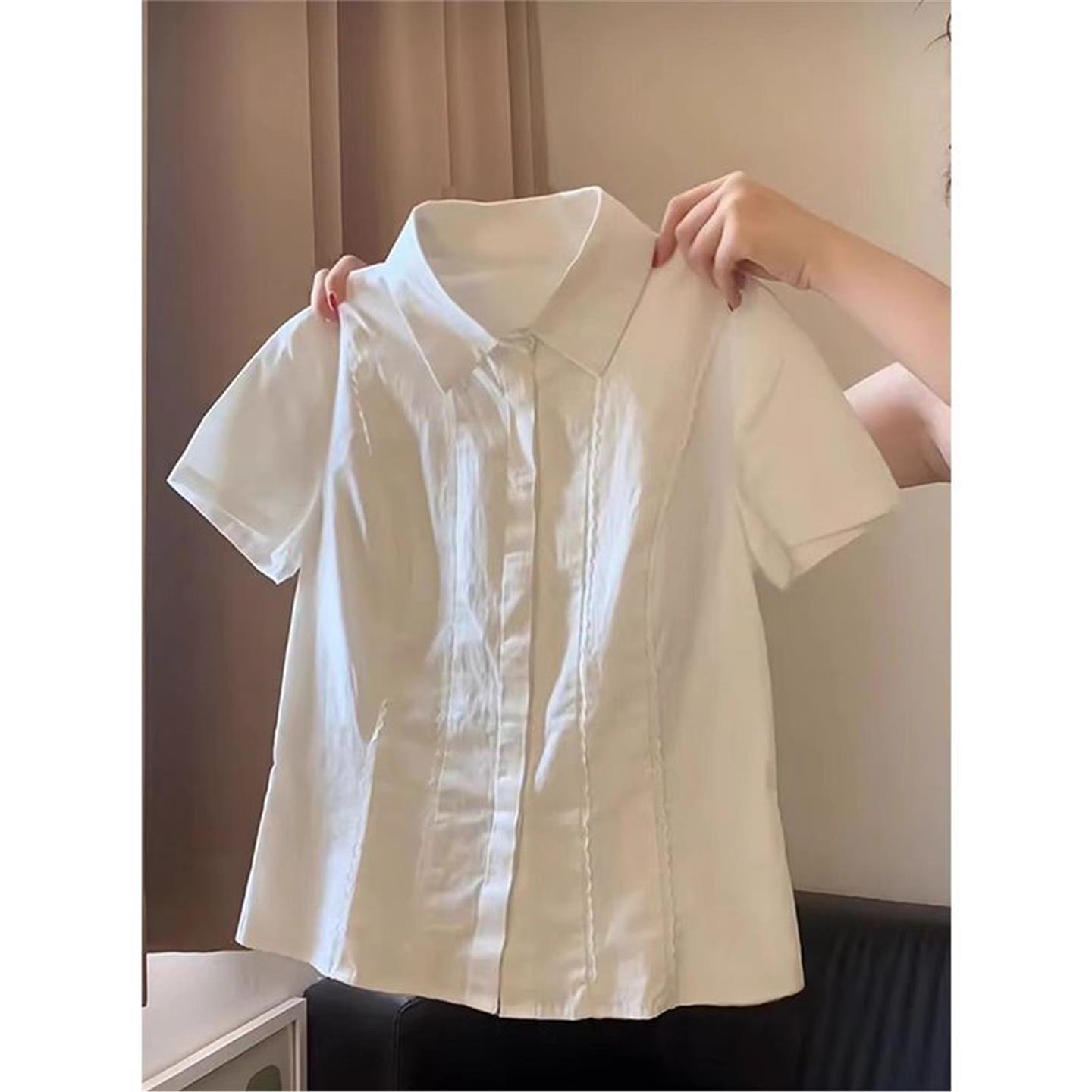 衬衫衬衣穿新款夏季搭2025小众女上衣爆款女款高级短袖法式白色感