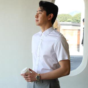 新款 男成衣免烫抗皱夏季 男装 商务正装 衬衣 纯棉DP免烫短袖 工装 衬衫