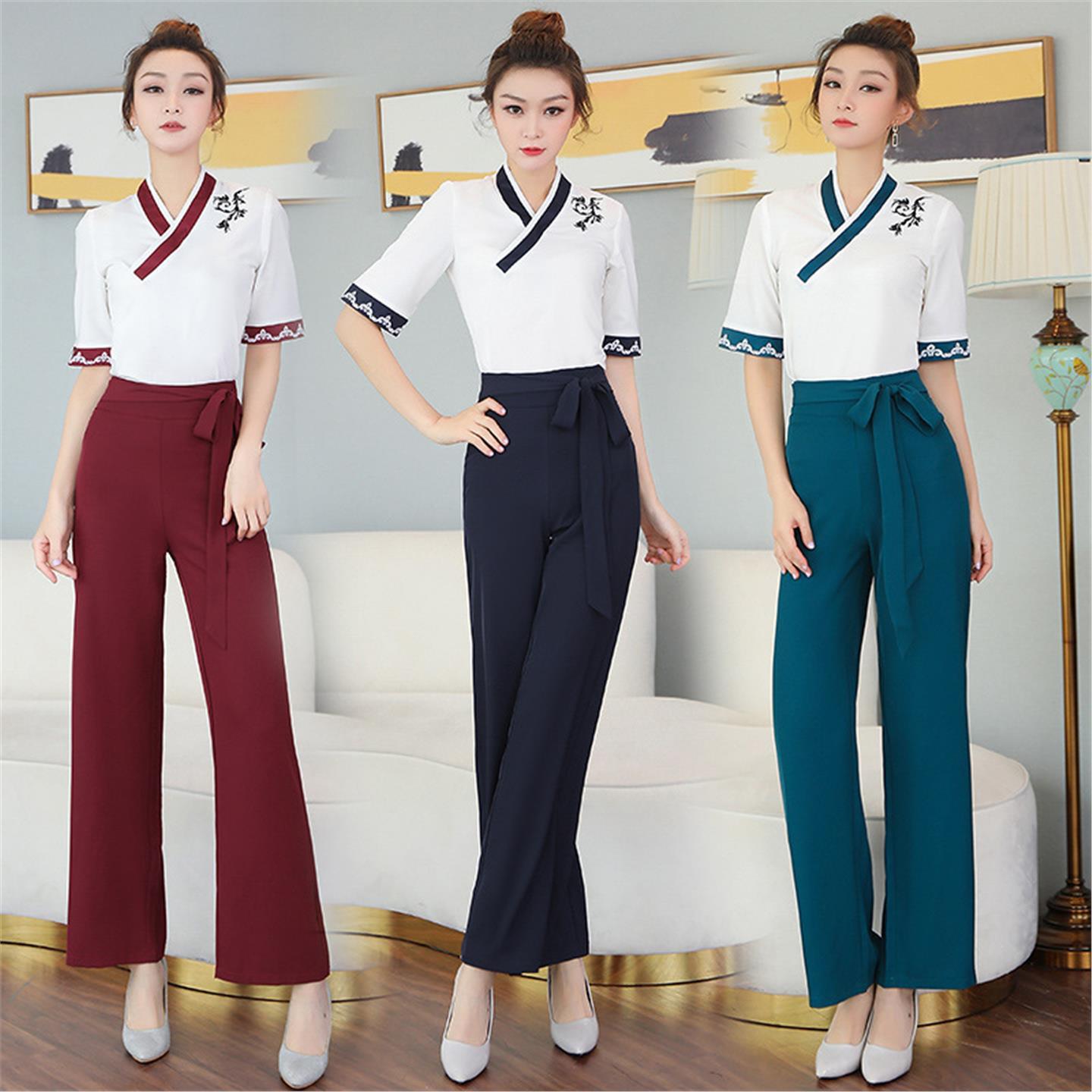 美容师工作服女秋冬气质时尚服务员护士服长袖美容院前台医美