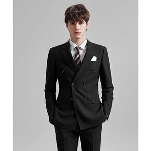 双排扣西服套装 帅气修身 新郎结婚礼服三件套休闲职业西装 男 男韩版