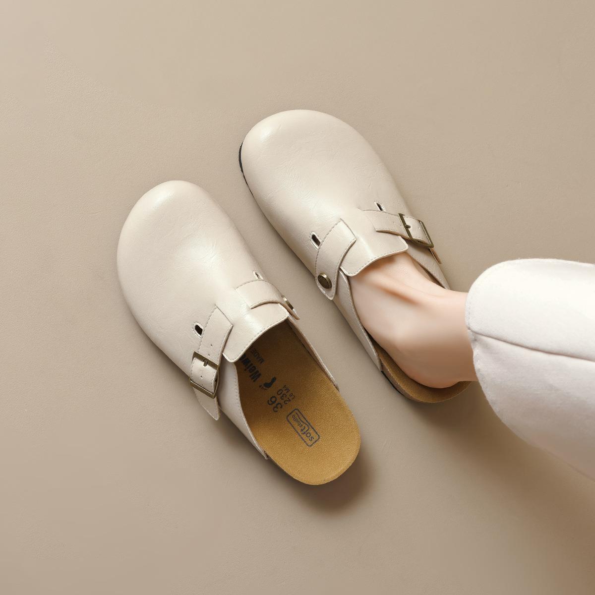 959-21厚底勃肯鞋一脚蹬外穿包头拖鞋懒人博肯鞋半拖女