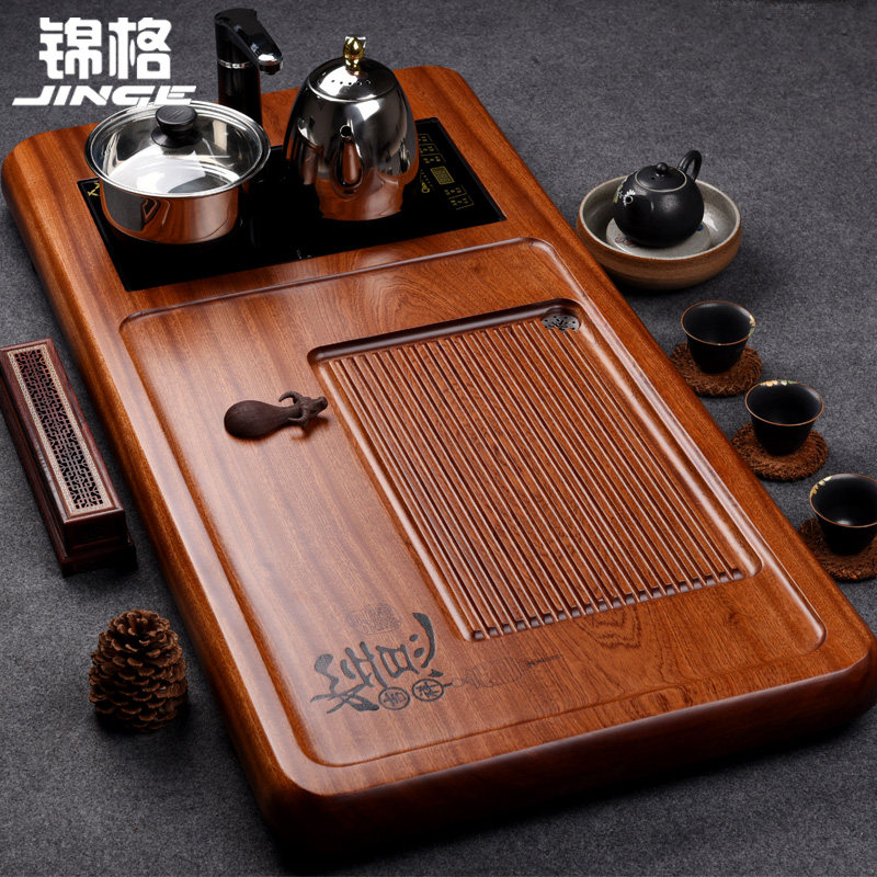 速发整块花梨木茶盘功夫茶具套装四合一特大号实木排水式茶托茶台