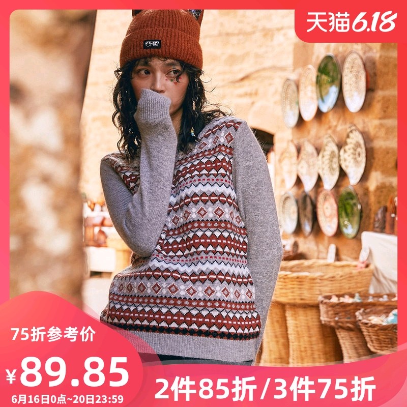 裂帛长袖毛衣女2020春装新款网红宽松复古外穿慵懒百搭森系上衣