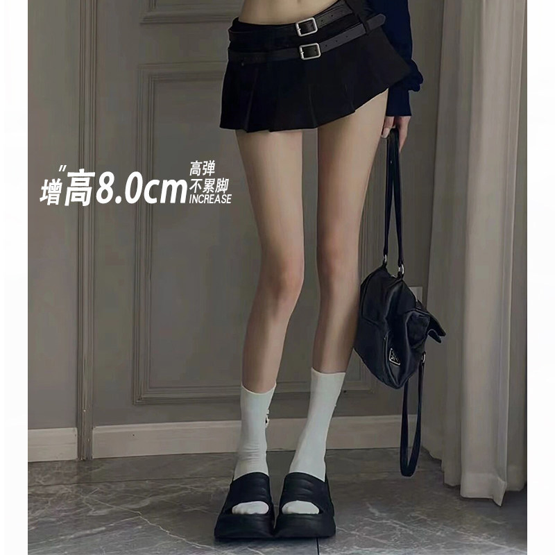 8cm厚底增高拖鞋女款外穿时尚高级感黑色百搭凉拖鞋夏季一字拖鞋