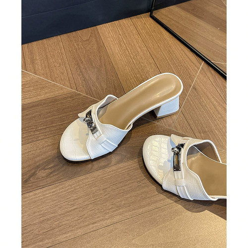 韩国鳄鱼纹高跟凉拖鞋女夏季