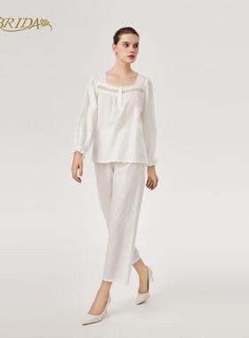 CA BRIDA/嘉德丽亚【一朵云】法式方领提花棉布简约睡衣套装L801