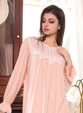 CABRIDA【美丽相遇】睡衣女莫代尔长袖家居服睡裙可外穿P705C1