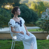 BRIDA 法式 迷人.夏 黑标 夏新品 新古典泡泡袖 棉睡裙O309C