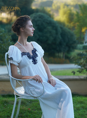 CA BRIDA【迷人.夏】【黑标】夏新品法式新古典泡泡袖棉睡裙O309C