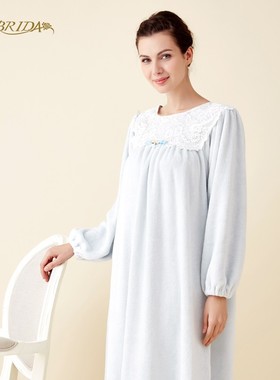 CA BRIDA【冬曲】秋冬新品法式经典珊瑚绒外穿长袖睡裙CGW4S917C1