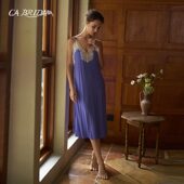 BRIDA 新品 Paris Kiss 秋季 法式 莫代尔嵌蕾丝吊带睡裙O701