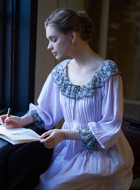 CA BRIDA【法式情调】新品仙女风法式皱棉复古风蕾丝睡裙P716C1