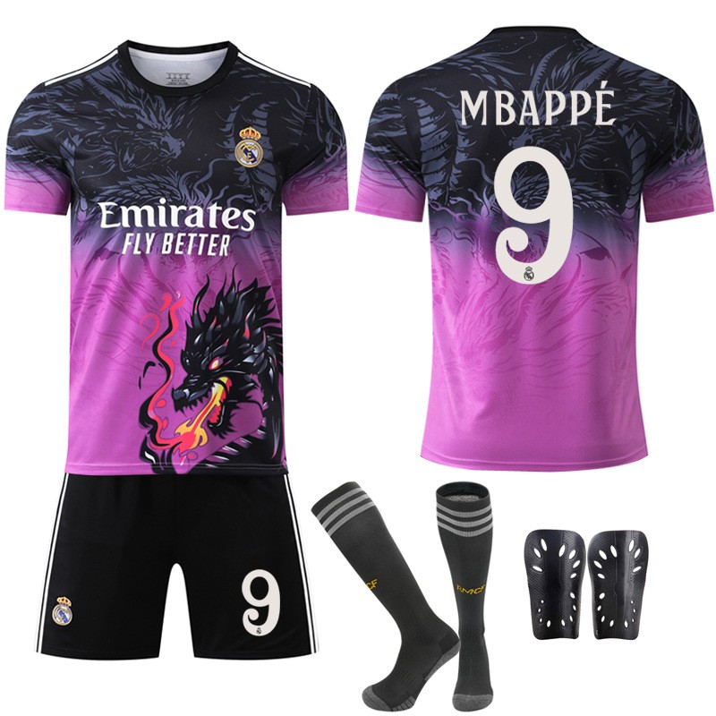 2425皇马龙纹版紫色球衣套装定制