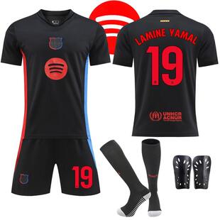 2425巴萨客场球衣19号亚马尔6加维10梅西拉菲尼亚莱万足球服套装