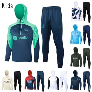 巴黎皇马阿森纳半拉链连帽衫儿童长袖运动卫衣赛前热身训练服套装