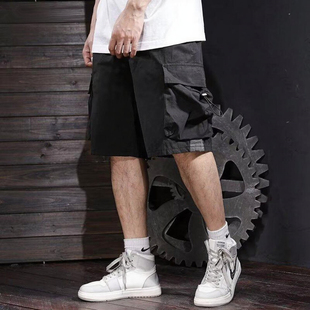 男夏季 运动休闲外穿冰丝裤 中裤 美式 胖子五分裤 短裤 宽松大码 子 工装