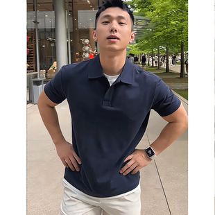 夏季大码假两件正肩短袖男款polo衫美式痞帅高级感重磅t恤半袖潮