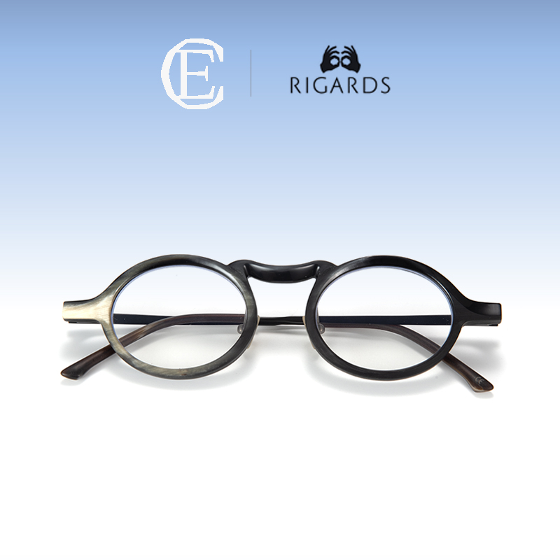 RIGARDS眼镜法国手工镜架职人手造天然水牛角经典椭圆墨镜RG0102